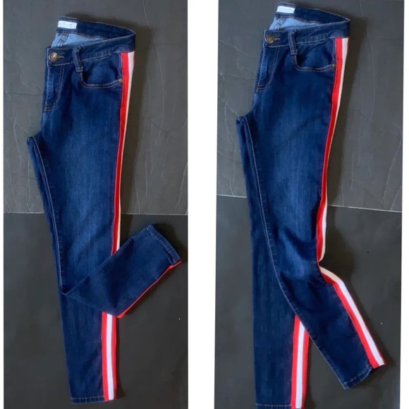 ⭐️Host Pick! Machine mid rise Red/white striped skinny jeans - Picture 7 of 15